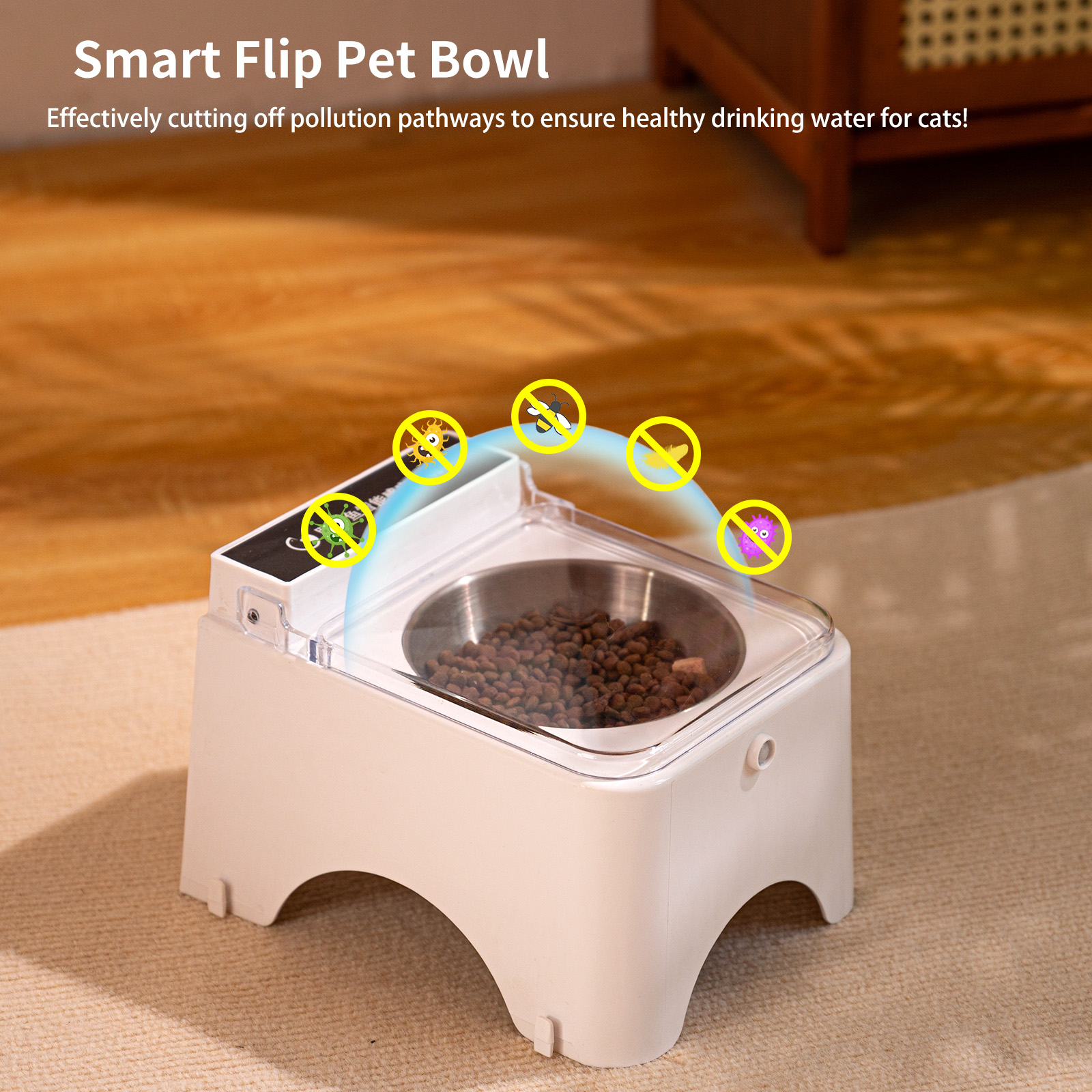 Smart Flip-Top Cat Bowl Feeder